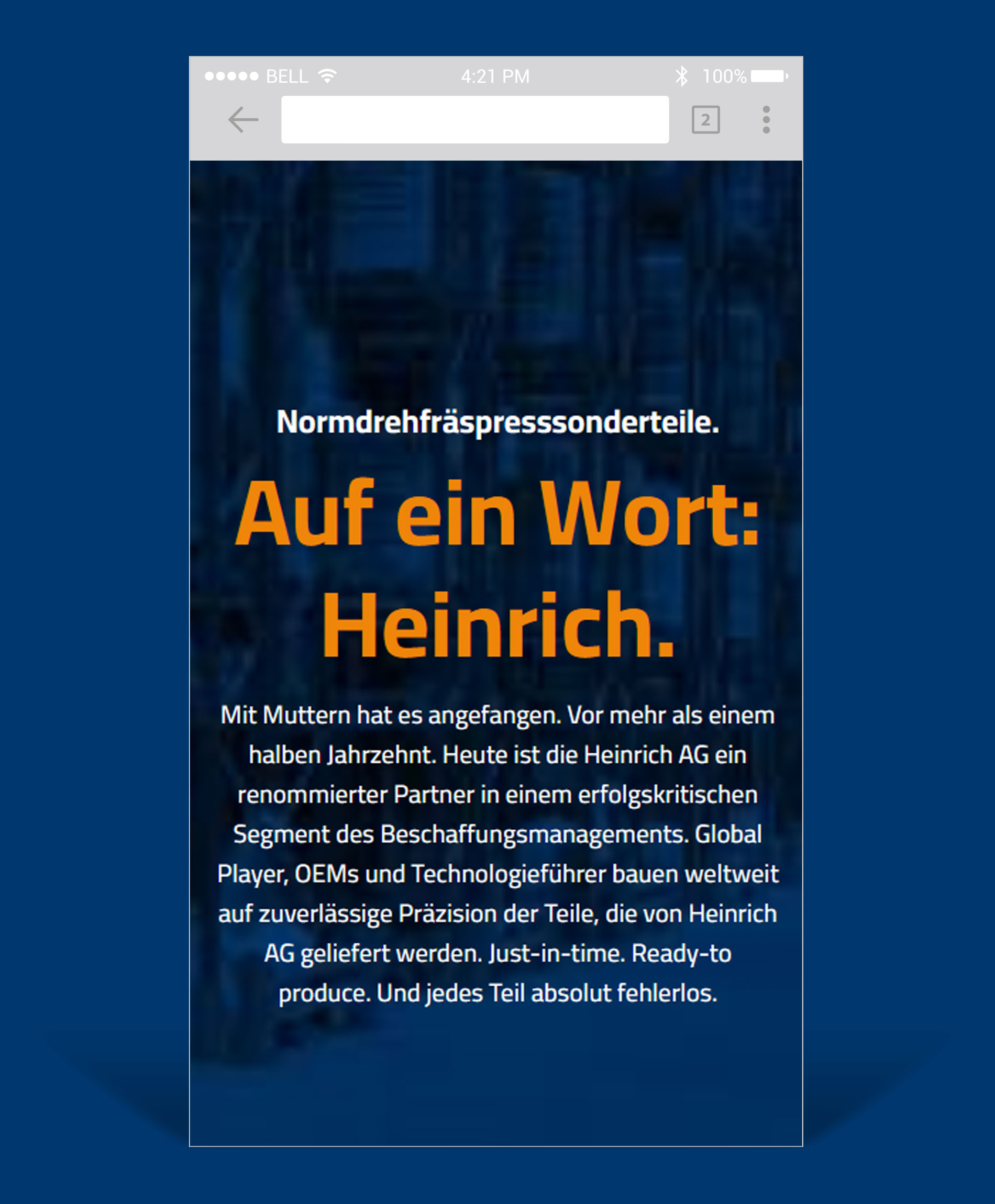 Mobile Ansicht Webseite