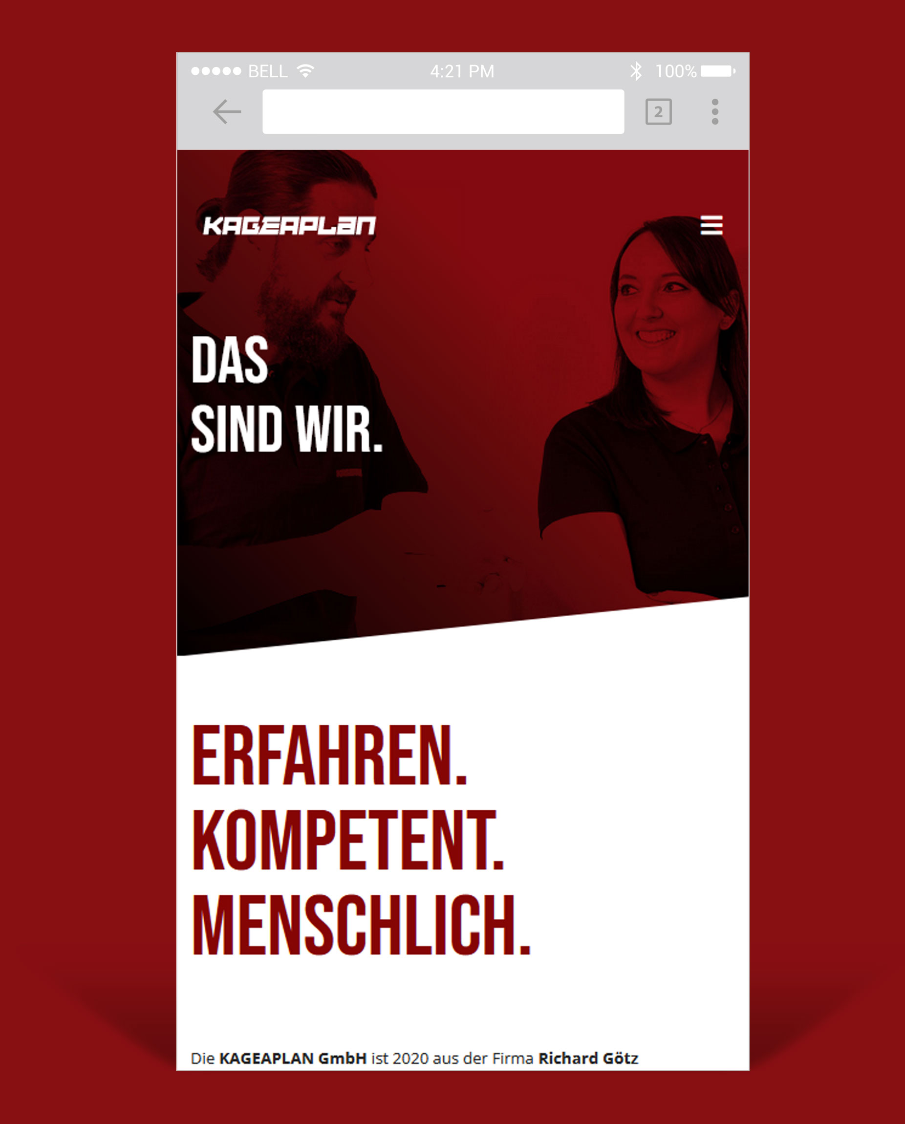 Mobile Ansicht Webseite