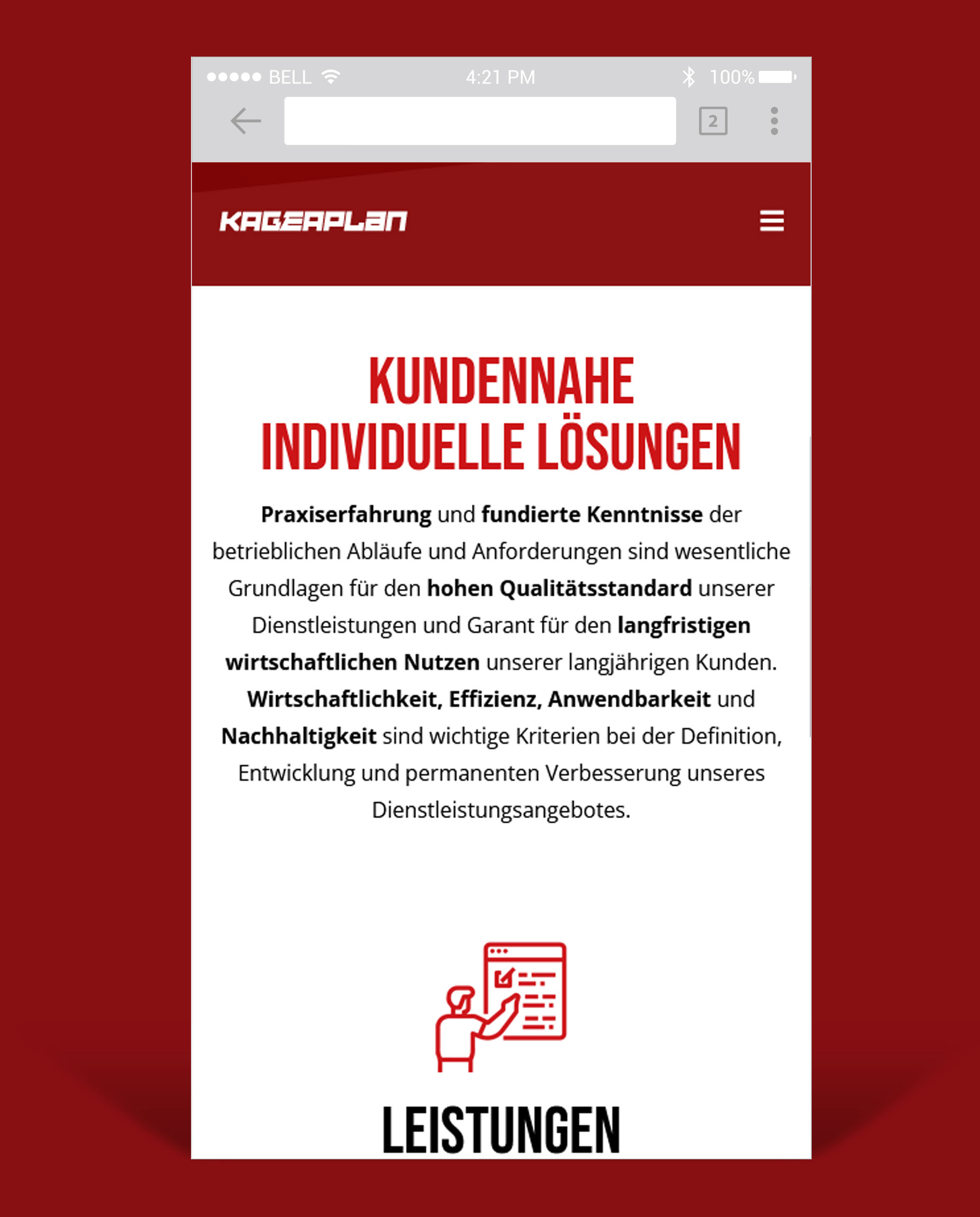 Mobile Ansicht Webseite