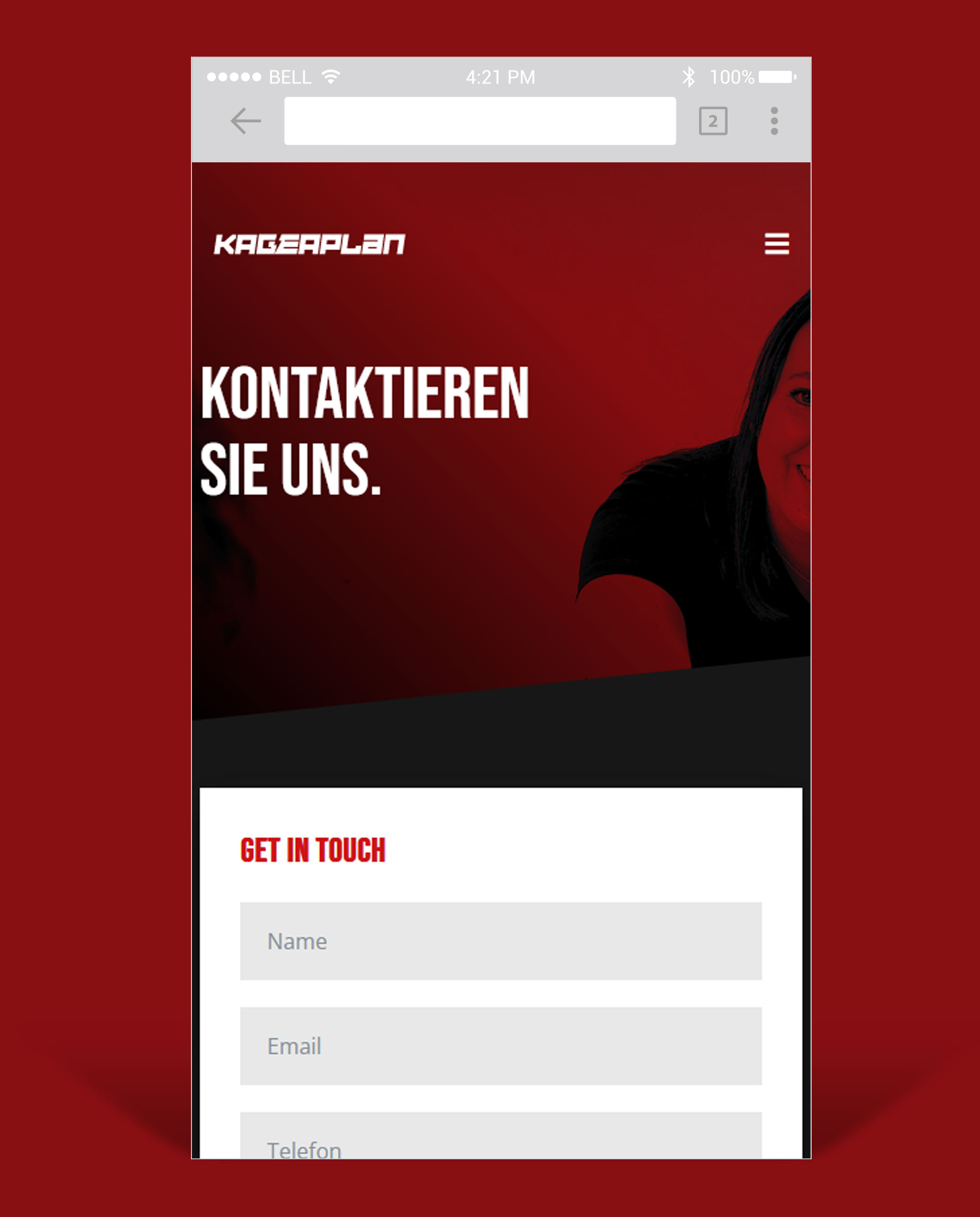 Mobile Ansicht Webseite