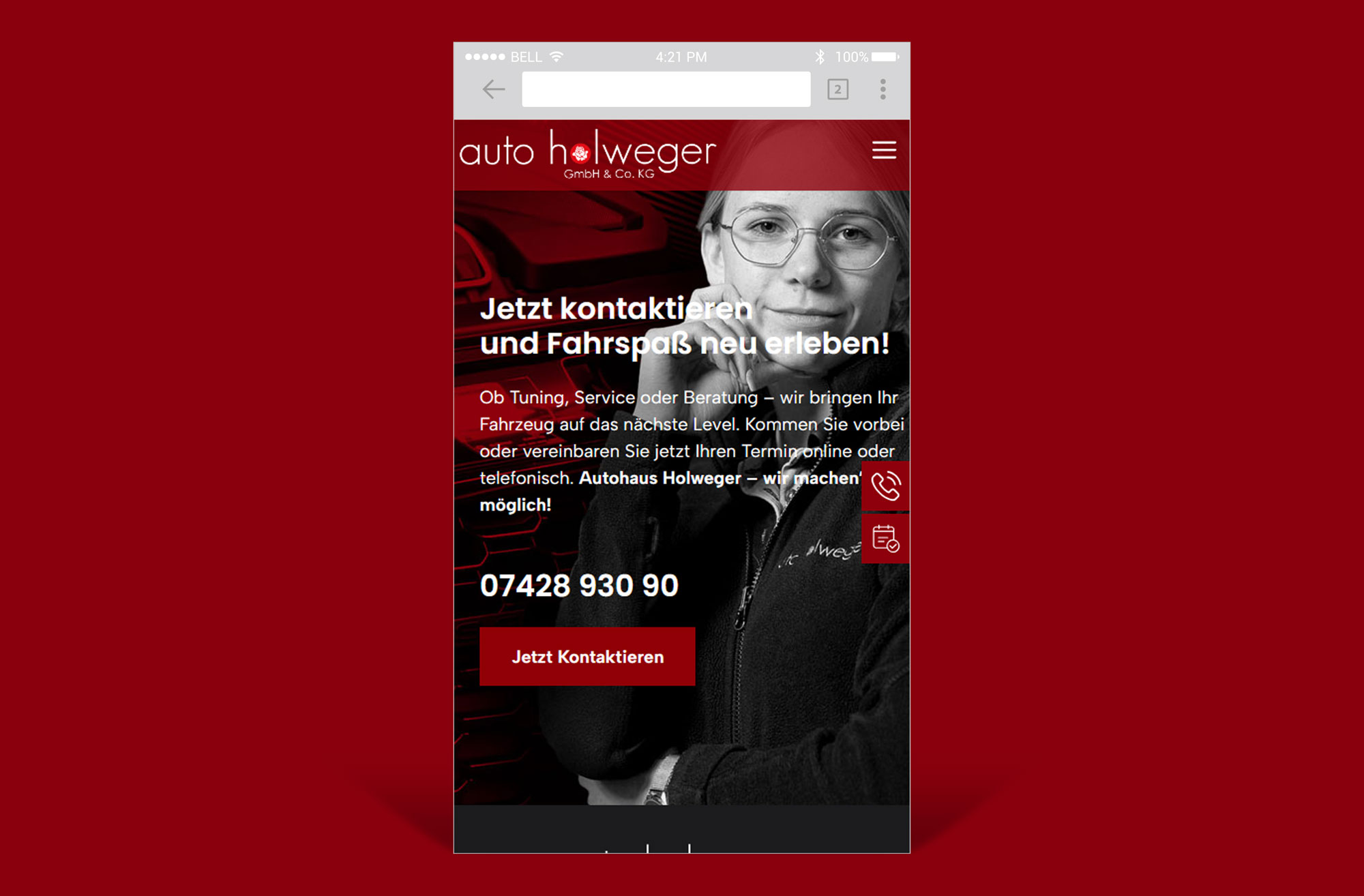 Mobile Ansicht Webseite