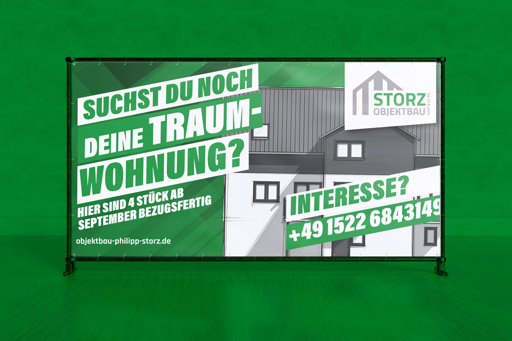 Gestaltung und Druck Bauzaunbanner Ansicht